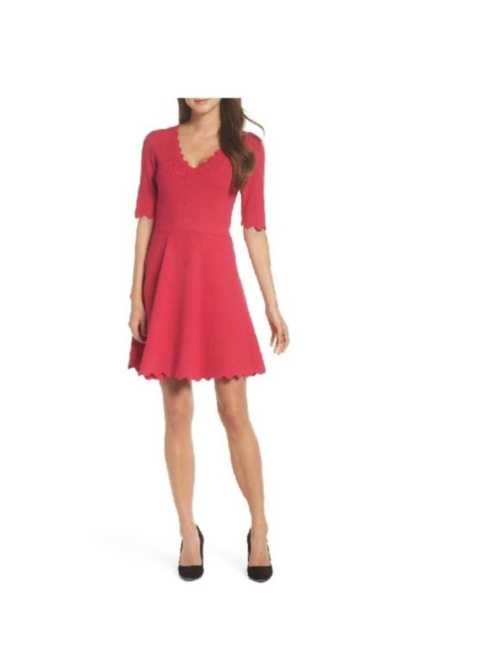 ELIZA J Scallop Fit & Flare Dress